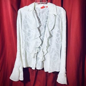 Oscar De La Renta Ruffle Blouse with Poet Sleeves